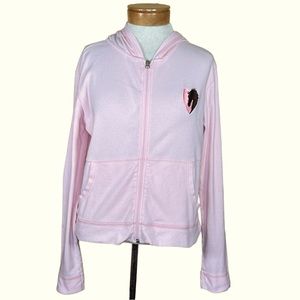 Body Chemistre Light Pink Cotton Hoodie W/Horse Head & Heart Embroidered Logo S